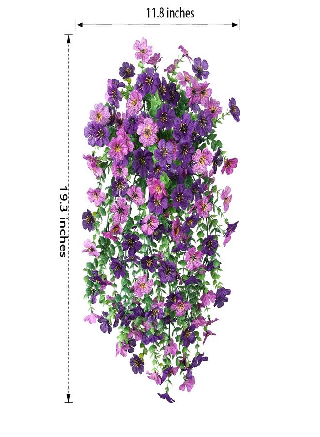 HyeFlora Artificial Flowers for Outdoors Decoration, 2Pcs Dark Purple and Purple Fake Hanging Flowers, UV & Fading Resistant, Faux Decor for Porch Patio Balcony Planter - Image 4