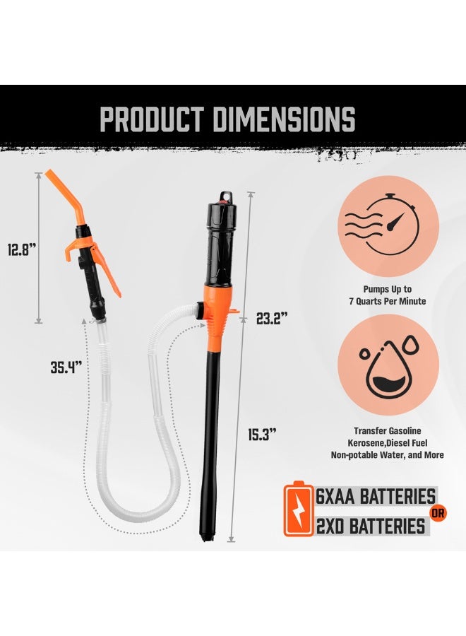هورسدي مضخة وقود كهربائية من HORUSDY تعمل بالبطارية مع فوهة | سرعة ضخ حتى 7 كوارت/الدقيقة | مضخة محمولة للبنزين والديزل والكيروسين والمياه - Image 2