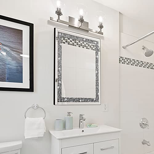 Ruomeng Rectangular Wall Mirror Crystal Crush Diamond Mirror for Home Décor Accent Mirror for Bathroom, Entryway and Bedroom, 16" x 20" - Image 3