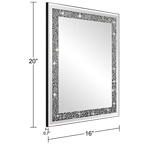 Ruomeng Rectangular Wall Mirror Crystal Crush Diamond Mirror for Home Décor Accent Mirror for Bathroom, Entryway and Bedroom, 16" x 20" - Image 5
