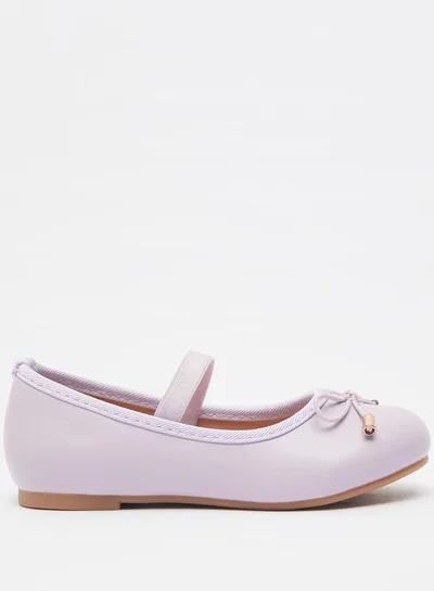 جونيورز Girls Round Toe Ballerina Shoes with Elastic Strap Detail with Cushioning