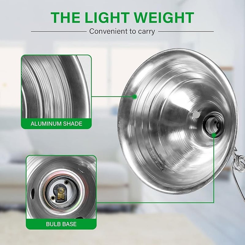 سيمبل ديلوكس Simple Deluxe Clamp Lamp Light with 8.5 Inch Adjustable Aluminum Reflector and 6 Feet Cord, up to 150W E26 Socket (no Bulb Included), 1-Pack - Image 4