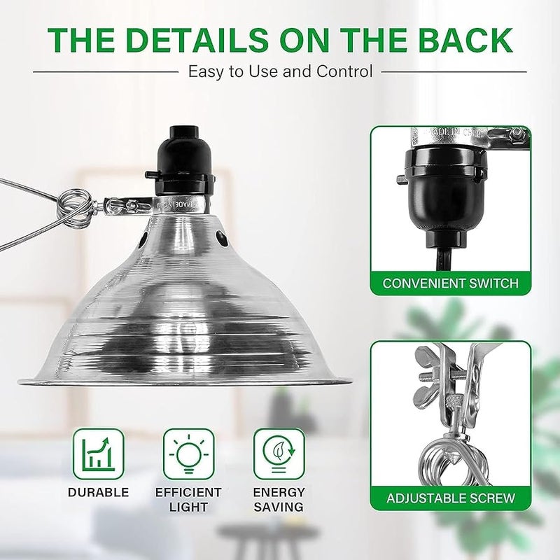 سيمبل ديلوكس Simple Deluxe Clamp Lamp Light with 8.5 Inch Adjustable Aluminum Reflector and 6 Feet Cord, up to 150W E26 Socket (no Bulb Included), 1-Pack - Image 3