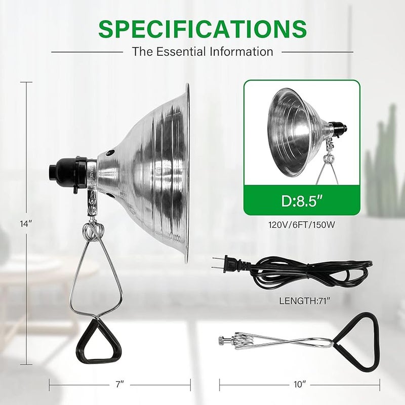 سيمبل ديلوكس Simple Deluxe Clamp Lamp Light with 8.5 Inch Adjustable Aluminum Reflector and 6 Feet Cord, up to 150W E26 Socket (no Bulb Included), 1-Pack - Image 2