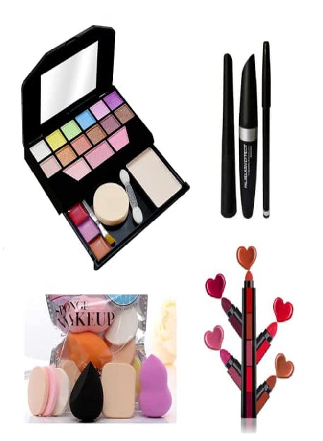 PROTYA PRO TYA All In One Makeup Kit + Eyeliner Maskara Eyebrow Pencil + 6 pcs Puff Set + Fab 5 Lipstic (5024) - Image 2