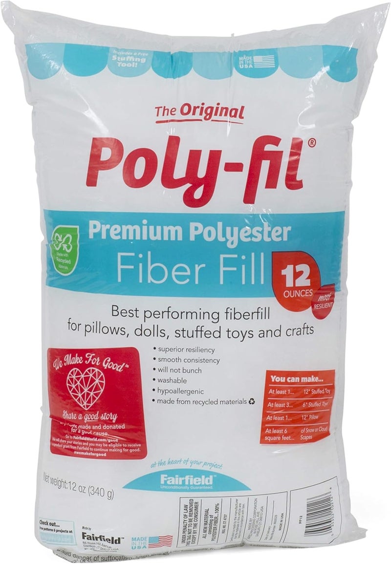 Poly-Fil Premium Polyester Fiber Fill - 12 Ounces for Pillows, Dolls, Stuffed Toys and Crafts - Image 1