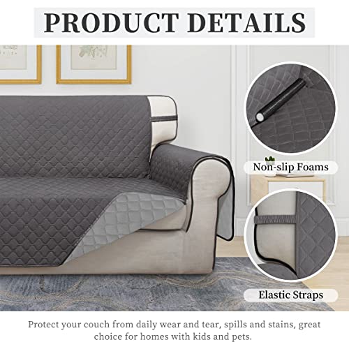 ISSUNTEX Double Protection 100% Waterproof Sofa Covers for Living Room, Couch Covers for 3 Cushion Couch Sofa, Reversible Furniture Protector Sofa Cover for Dogs, Pets, Kids (Sofa, Gray/Light Gray) - Image 5