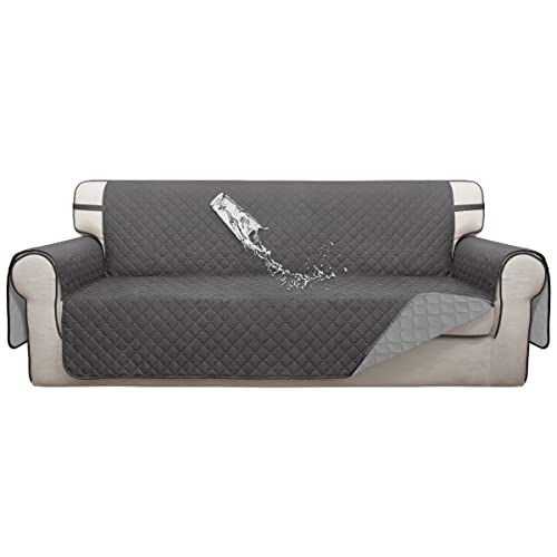 ISSUNTEX Double Protection 100% Waterproof Sofa Covers for Living Room, Couch Covers for 3 Cushion Couch Sofa, Reversible Furniture Protector Sofa Cover for Dogs, Pets, Kids (Sofa, Gray/Light Gray) - Image 1