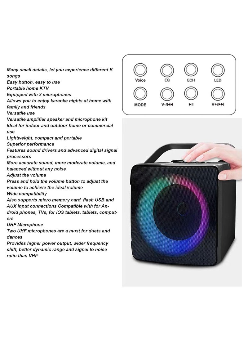 SDRD SD508 Home Karaoke Portable Bluetooth Speaker Dual Wireless Microphone Live TV FM Radio TF Card USB Subwoofer Music Center Audio  - Image 4