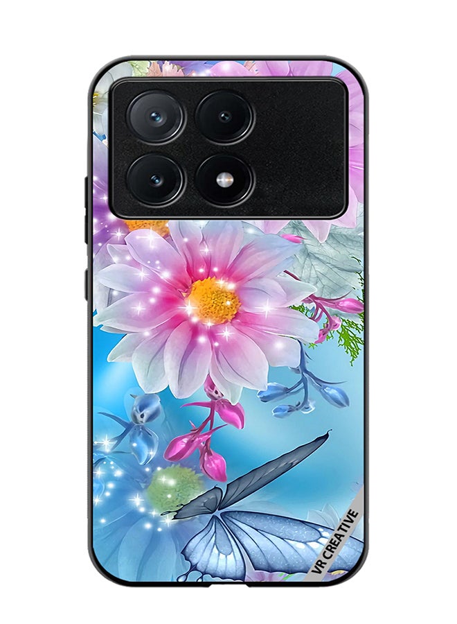 VR CREATIVE Protective Case Cover For Xiaomi Poco X6 Pro Beautiful Flowers And Butterfly Design Multicolour - Image 1