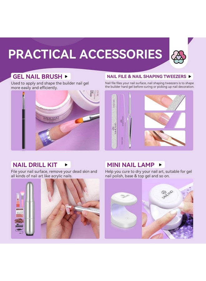 SAVILAND Builder Nail Gel Set with Nail Drill - 3 Pcs Hard Gel(VE&VB5&Kerain) Clear Pink Nudes Builder Nail Gel with Lamp Nail Brush Nail Strengthener Gel for Nail Extension Shaping DIY at Home Salon - Image 5