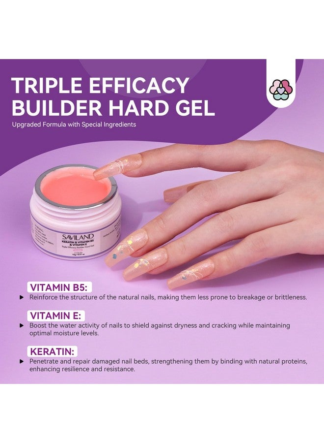 SAVILAND Builder Nail Gel Set with Nail Drill - 3 Pcs Hard Gel(VE&VB5&Kerain) Clear Pink Nudes Builder Nail Gel with Lamp Nail Brush Nail Strengthener Gel for Nail Extension Shaping DIY at Home Salon - Image 3