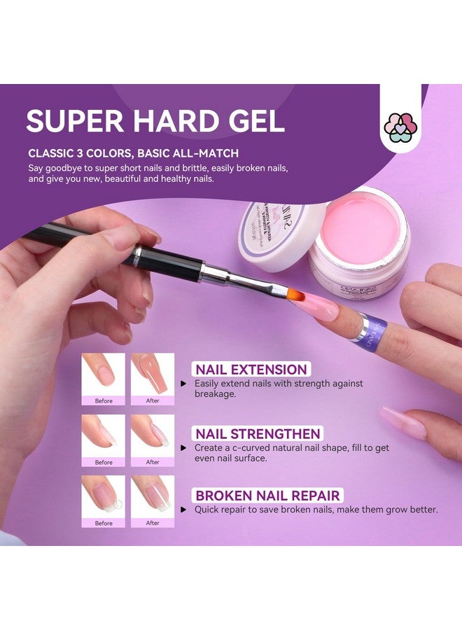 SAVILAND Builder Nail Gel Set with Nail Drill - 3 Pcs Hard Gel(VE&VB5&Kerain) Clear Pink Nudes Builder Nail Gel with Lamp Nail Brush Nail Strengthener Gel for Nail Extension Shaping DIY at Home Salon - Image 4