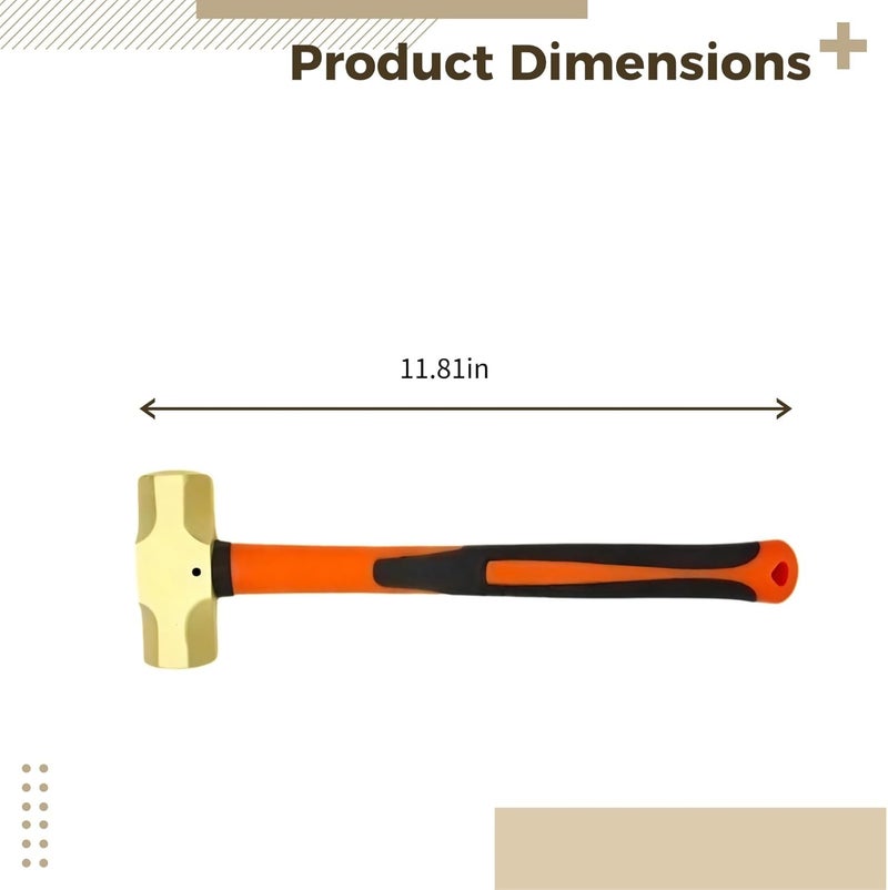 Br2101A Industrial Brass Dead Blow Hammer With Ergonomic Handle, Non-Sparking Octagonal Head - Image 4