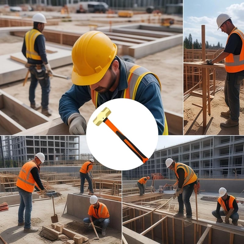 Br2101A Industrial Brass Dead Blow Hammer With Ergonomic Handle, Non-Sparking Octagonal Head - Image 3
