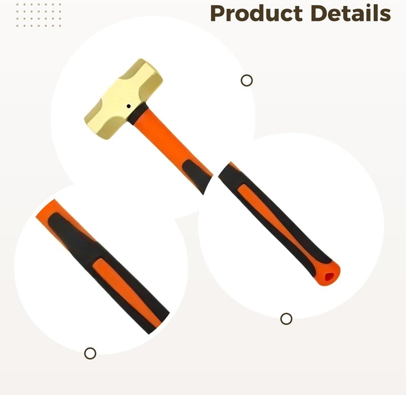 Br2101A Industrial Brass Dead Blow Hammer With Ergonomic Handle, Non-Sparking Octagonal Head - Image 2