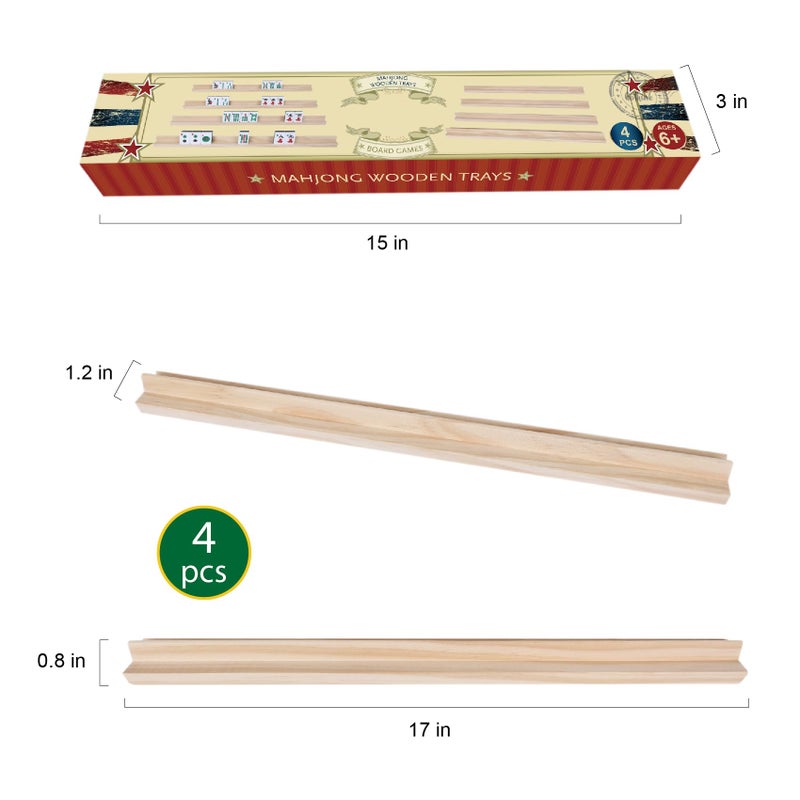 GOTHINK Wooden Mahjong Tiles Trays/Racks/Holders Set of 4, Upgrade Your Mahjong Game, Racks for Mahjong, Mexican Train, Dominoes, and More (Rack Only) - Image 2