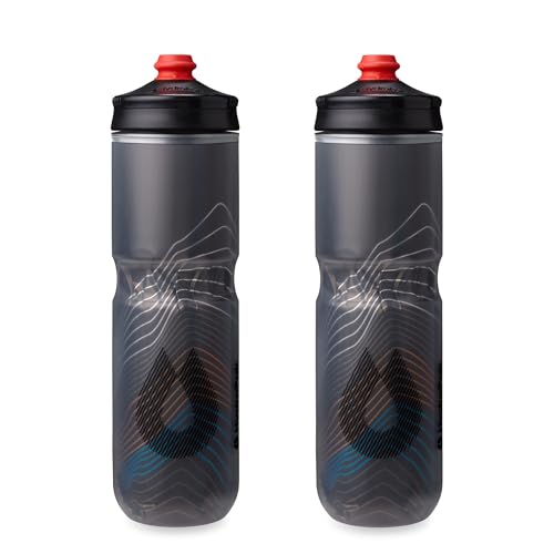 HydraPak | Polar Bottle - Polar Surge Insulated Bike Water Bottle 2-Pack - High Flow, Cycling & Sports Squeeze Bottle (Ascent Black, 700ml / 24oz) - Image 1