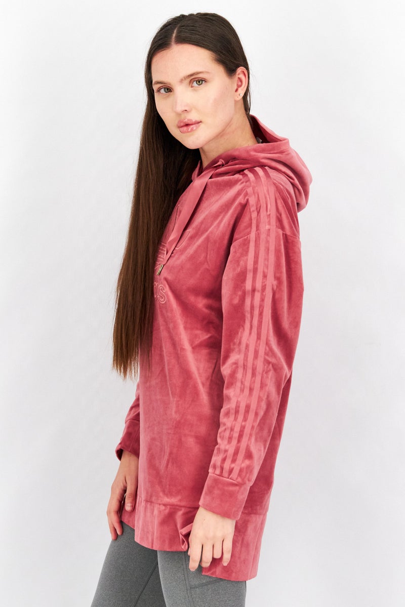 adidas Originals Women Sportswear Fit Long Sleeve Training Hooded Sweatshirt, Light Maroon  - Image 2