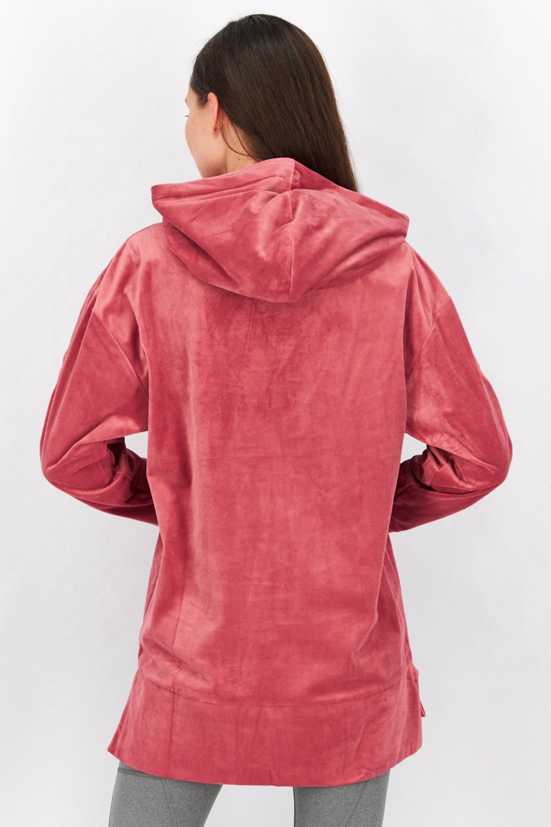 adidas Originals Women Sportswear Fit Long Sleeve Training Hooded Sweatshirt, Light Maroon  - Image 4