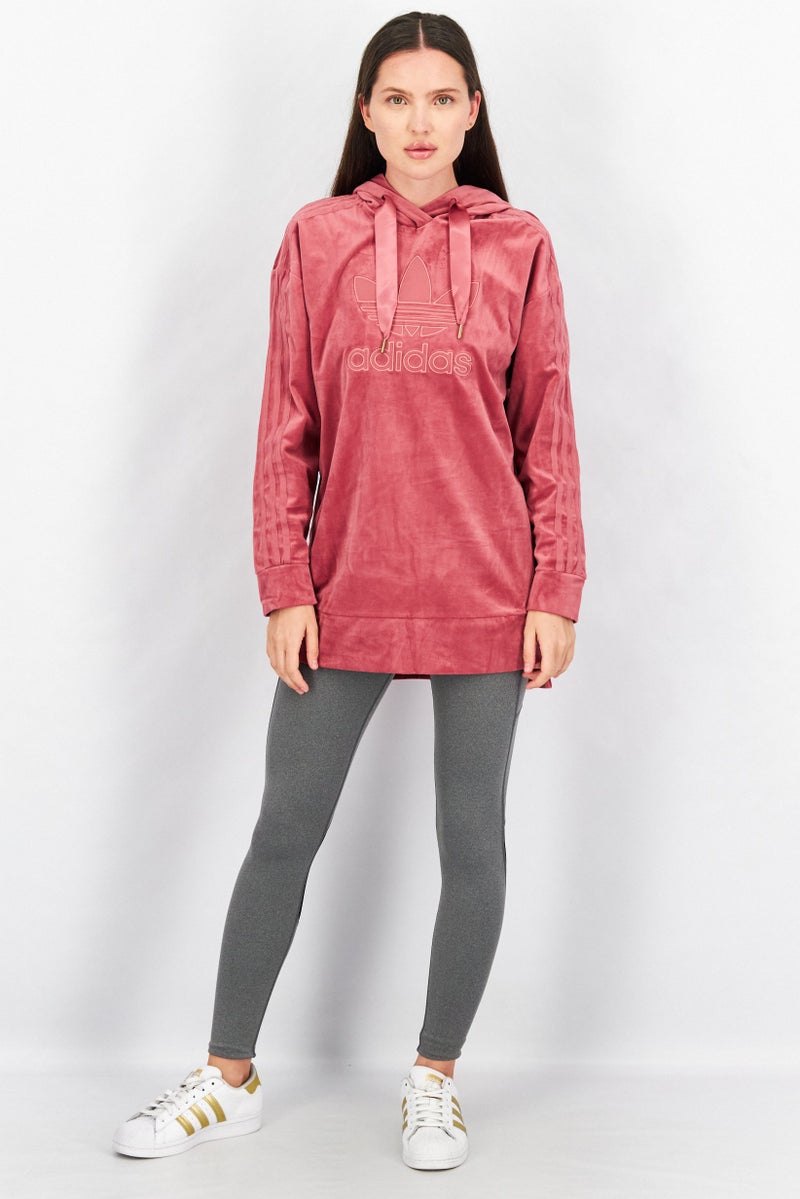 adidas Originals Women Sportswear Fit Long Sleeve Training Hooded Sweatshirt, Light Maroon  - Image 3