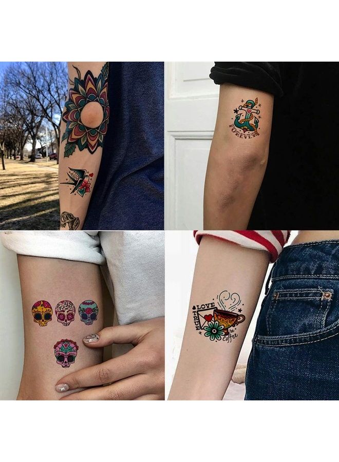 CARGEN Cool Classic Temporary Tattoos Old School Tattoos Fake Tattoos Realistic great Skull Sword Bird Rose Script Tattoos for Adults Women Men and Kids - Image 5
