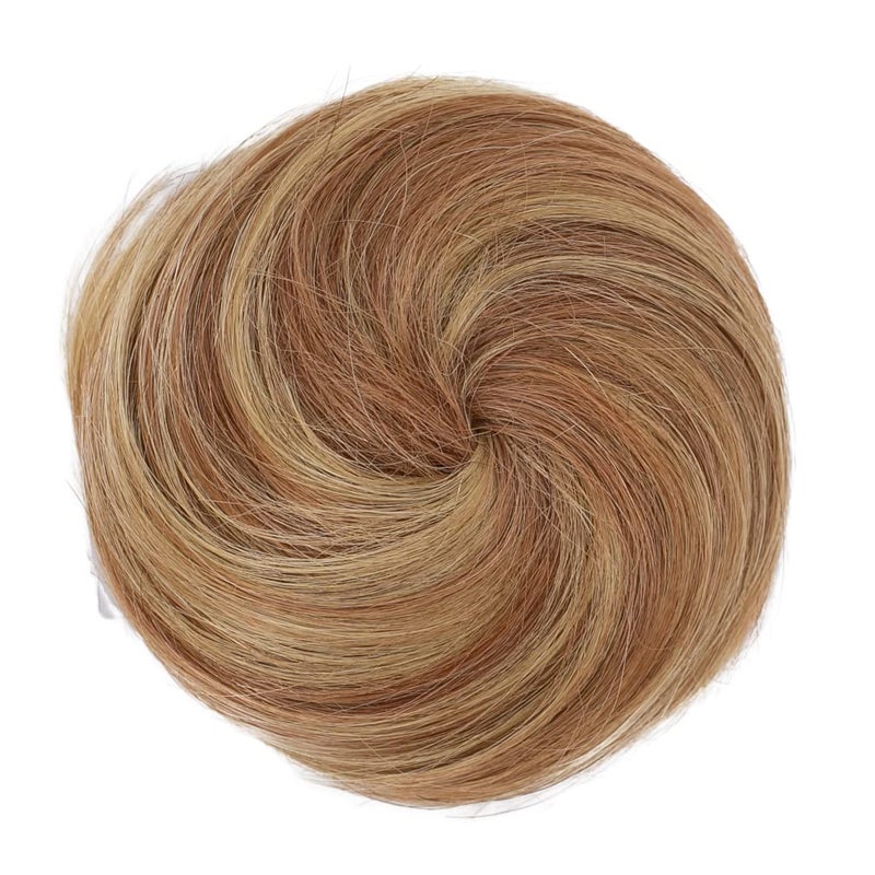 CAISHA 100 HUMAN HAIR Bun Updos Hair Piece Hepburn Scrunchie Dark Blonde Mix H311o