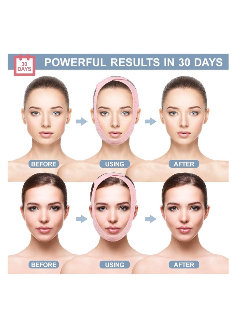 مخفض الذقن المزدوج، حزام تنحيف الوجه، قناع رفع خط V لحزام الذقن للنساء والرجال، قناع وجه مضاد للتجاعيد للذقن المزدوجة وبشرة الوجه - Image 2