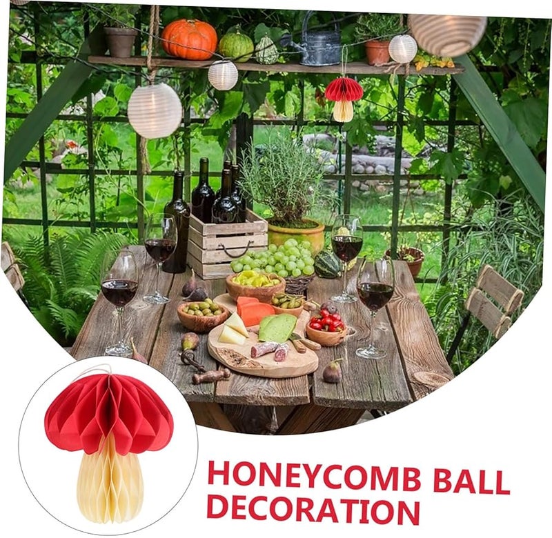 كرة عسلية كروية على شكل فطر معلقة للزينة لحفلات الزفاف وأعياد الميلاد - Image 4