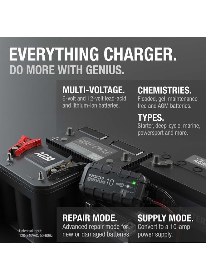 NOCO GENIUS10, 10A Fully-Automatic Smart Charger, 6V and 12V Portable Automotive Car Battery Charger, Battery Maintainer, Trickle Charger and Battery Desulfator with Temperature Compensation - Image 5