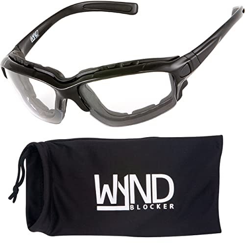 WYND Blocker Motorcycle Riding Glasses Extreme Sports Wrap Sunglasses Black Clear