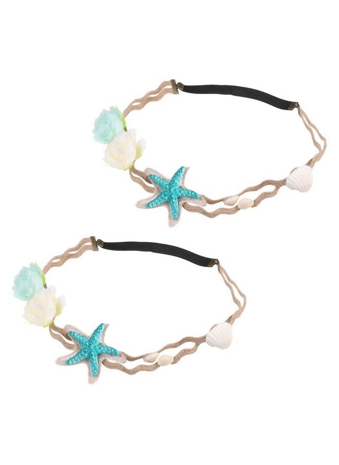Beaupretty Womens Headbands Mermaid Headband 2Pcs Mermaid Hair Accessories Flowers Shell Head Band Headpieces Costume Accessories Mermaid Headband Wedding Hair Piece Wedding Decor  - Image 1