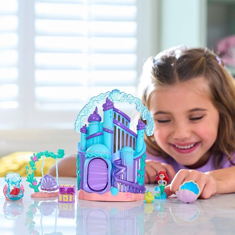 Disney Store Official Princess Micro Toy Set â€“ The Little Mermaid â€“ Set Includes Micro Figures of Ariel, Flounder, Sebastian, & her Palace â€“ Portable Playset â€“ Perfect for Fans of Disney Princesses - Image 2