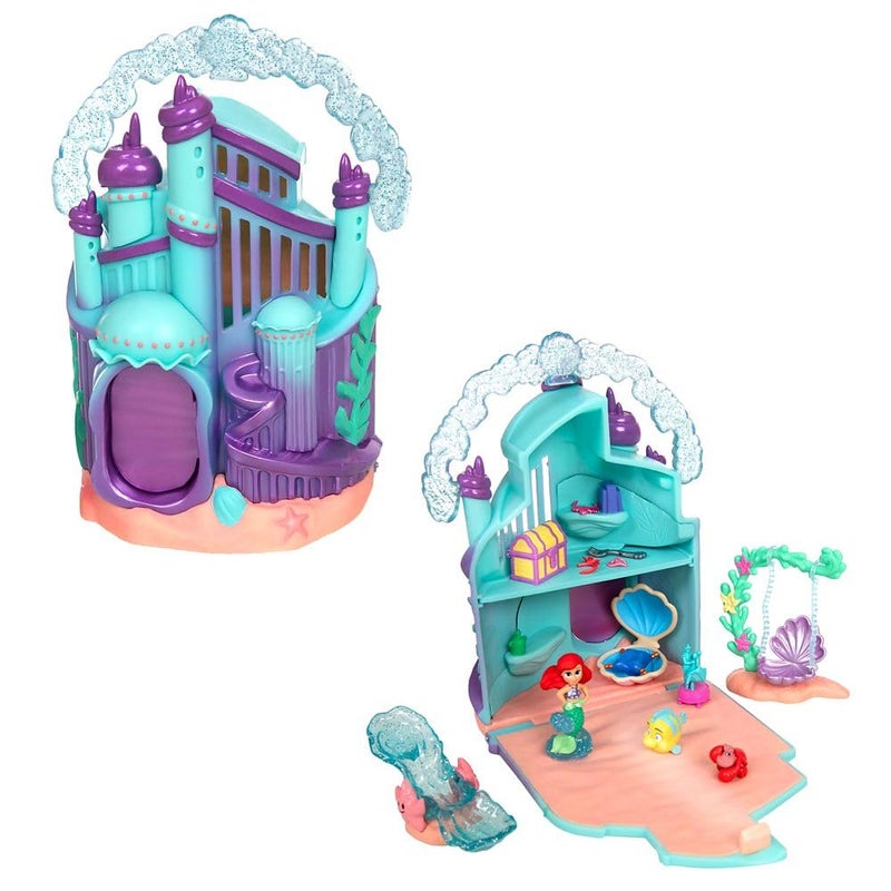 Disney Store Official Princess Micro Toy Set â€“ The Little Mermaid â€“ Set Includes Micro Figures of Ariel, Flounder, Sebastian, & her Palace â€“ Portable Playset â€“ Perfect for Fans of Disney Princesses - Image 1