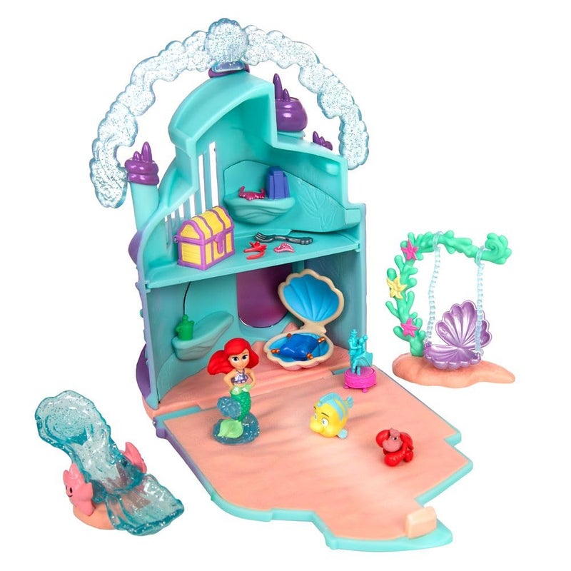 Disney Store Official Princess Micro Toy Set â€“ The Little Mermaid â€“ Set Includes Micro Figures of Ariel, Flounder, Sebastian, & her Palace â€“ Portable Playset â€“ Perfect for Fans of Disney Princesses - Image 4
