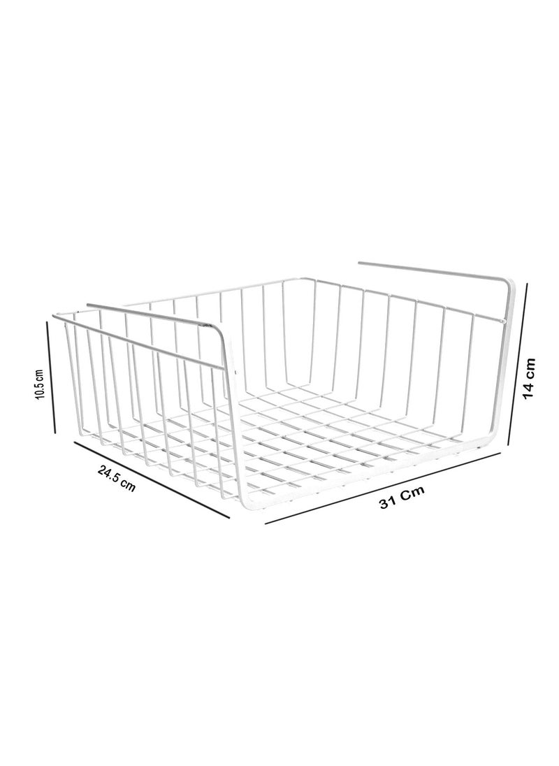 Go Hooked 12 Inch Under Shelf Basket Powder Coated Iron White Powder Coated Iron for Maximum Storage Efficiency Optimize Your Space for Kitchen and Pantry Home and Office Set of 3