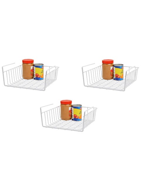 Go Hooked 12 Inch Under Shelf Basket Powder Coated Iron White Powder Coated Iron for Maximum Storage Efficiency Optimize Your Space for Kitchen and Pantry Home and Office Set of 3