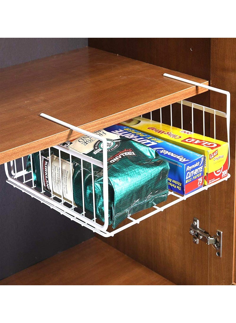 Go Hooked 12 Inch Under Shelf Basket Powder Coated Iron White Powder Coated Iron for Maximum Storage Efficiency Optimize Your Space for Kitchen and Pantry Home and Office Set of 3