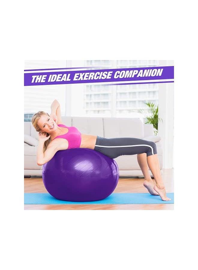 PROMASS Yoga Ball Anti-Burst, 65Cm Exercise Ball With Air Pump Thickened Stability Balance Ball For Physical Fitness Exercise Purple  - Image 3