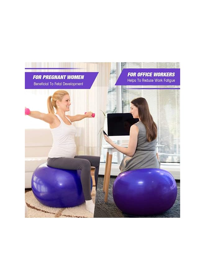 PROMASS Yoga Ball Anti-Burst, 65Cm Exercise Ball With Air Pump Thickened Stability Balance Ball For Physical Fitness Exercise Purple  - Image 4