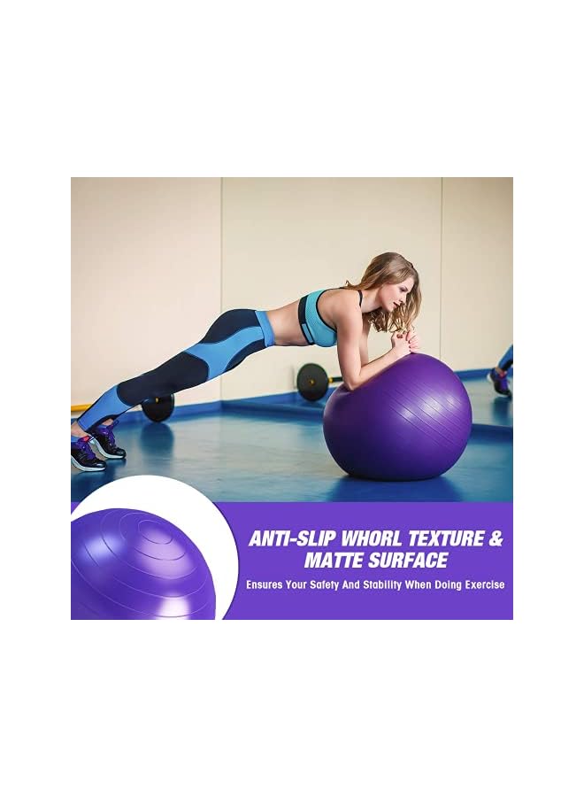 PROMASS Yoga Ball Anti-Burst, 65Cm Exercise Ball With Air Pump Thickened Stability Balance Ball For Physical Fitness Exercise Purple  - Image 5