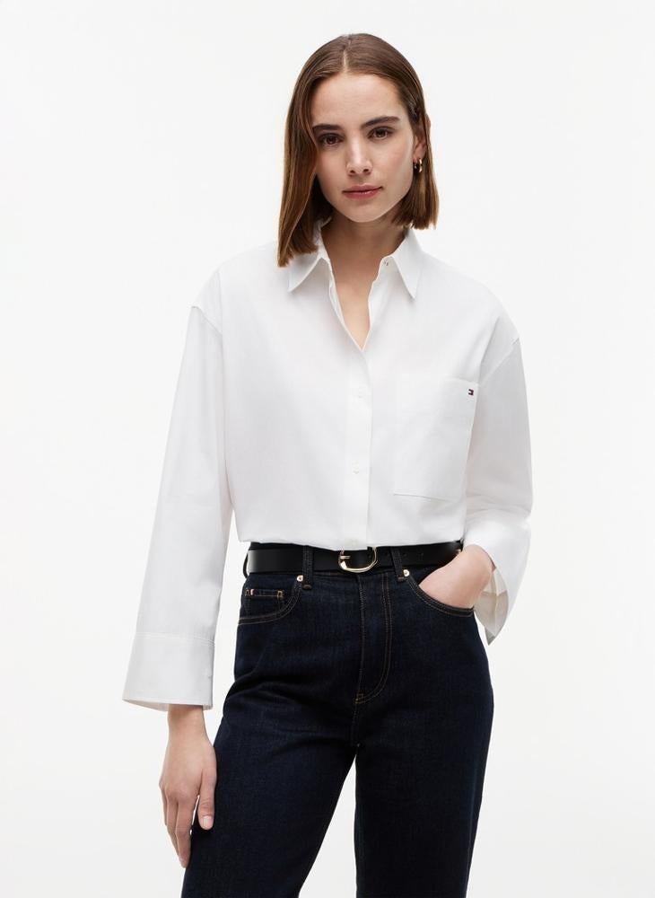 TOMMY HILFIGER Oversized Fit Flag Embroidery Poplin Shirt - Image 1