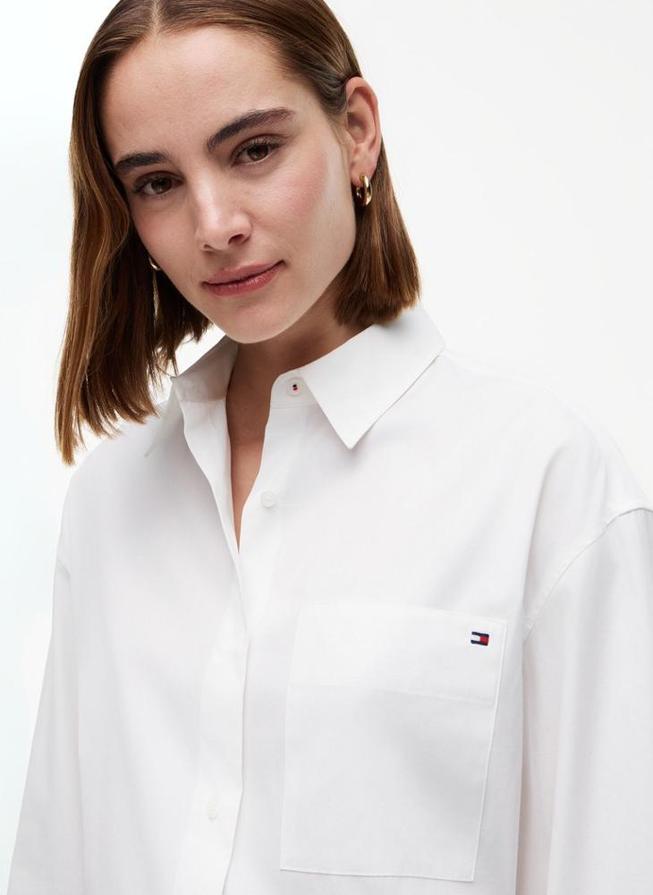 TOMMY HILFIGER Oversized Fit Flag Embroidery Poplin Shirt - Image 3