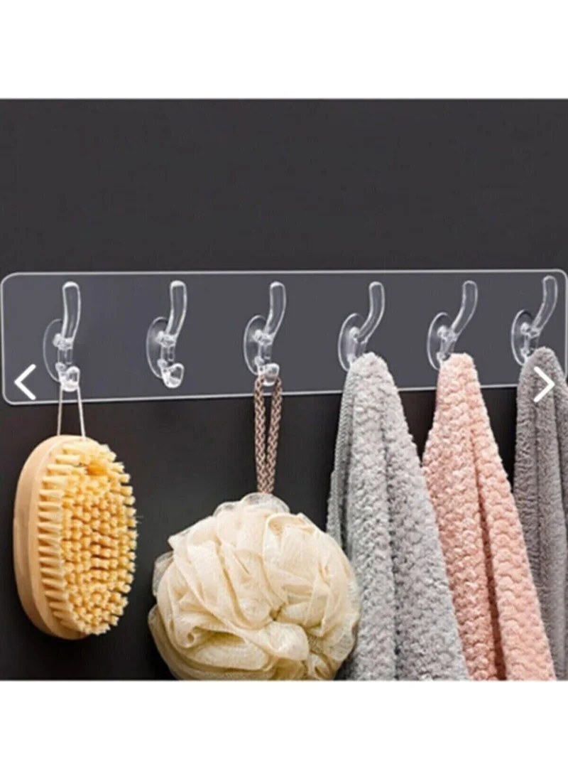 BarkoFix 6-Piece Adhesive Transparent Wall Hanger Bathroom Kitchen Organizer Hanger Practical Hook Hanger