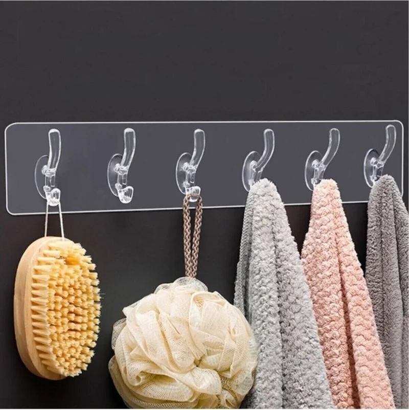 باركوفيكس 6-Piece Adhesive Transparent Wall Hanger Bathroom Kitchen Organizer Hanger Practical Hook Hanger