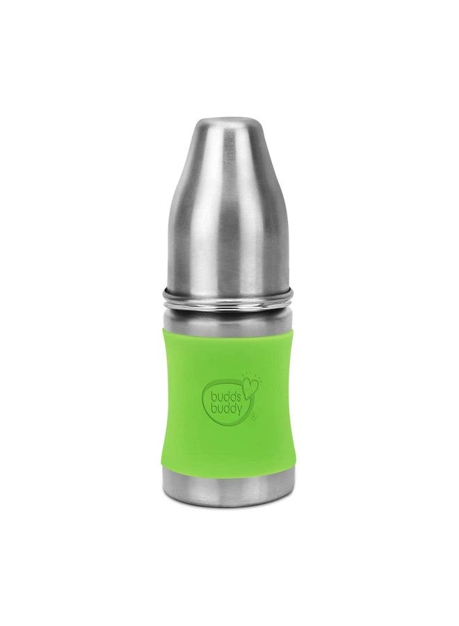 Buddsbuddy Magnum Plus Stainless Steel 2 in 1 Wide Neck Baby Feeding Bottle with Extra Spout Sipper, 125ml, Green - Image 1