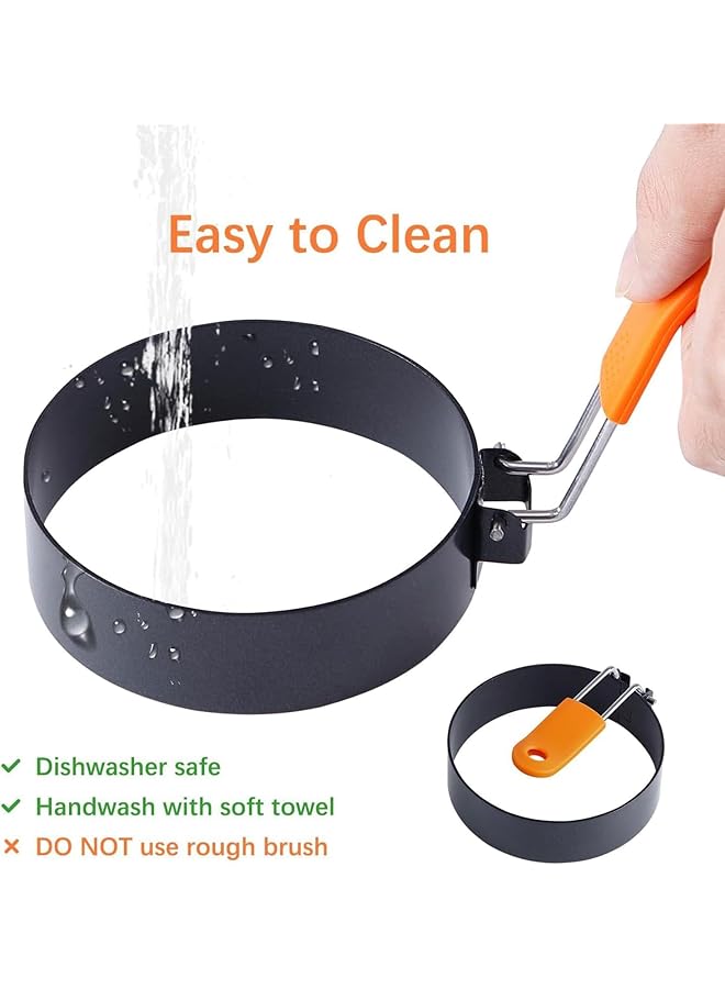 هوكور قوالب حلقات البيض، عبوة من 4 حلقات دائرية لطهي البيض، أداة طهي دائرية للإفطار المنزلي لقلي البيض وتشكيله وطهيه، قوالب صانع البيض - Image 4