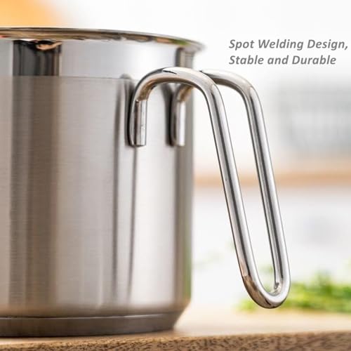DCIGNA Stainless Steel Saucepan With Glass Lid, Sauce Pan, 2.5 Quart Cooking Pot, Perfect For Boiling Milk, Sauce, Gravies, Pasta, Noodles - Image 4