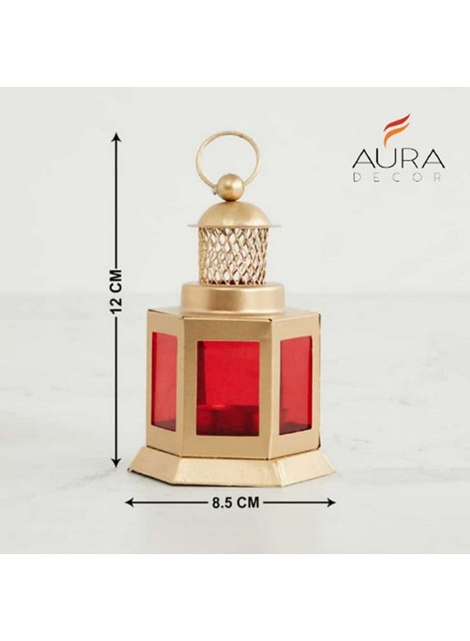 AURA DECOR Auradecor Moroccan Lantern, Tealight Candle Holder with Tealight Candle for Home Decor Home Decor and Gift, Diwali, Festival, Indoor & Outdoor Use (Red, Pack of 2) - Image 3