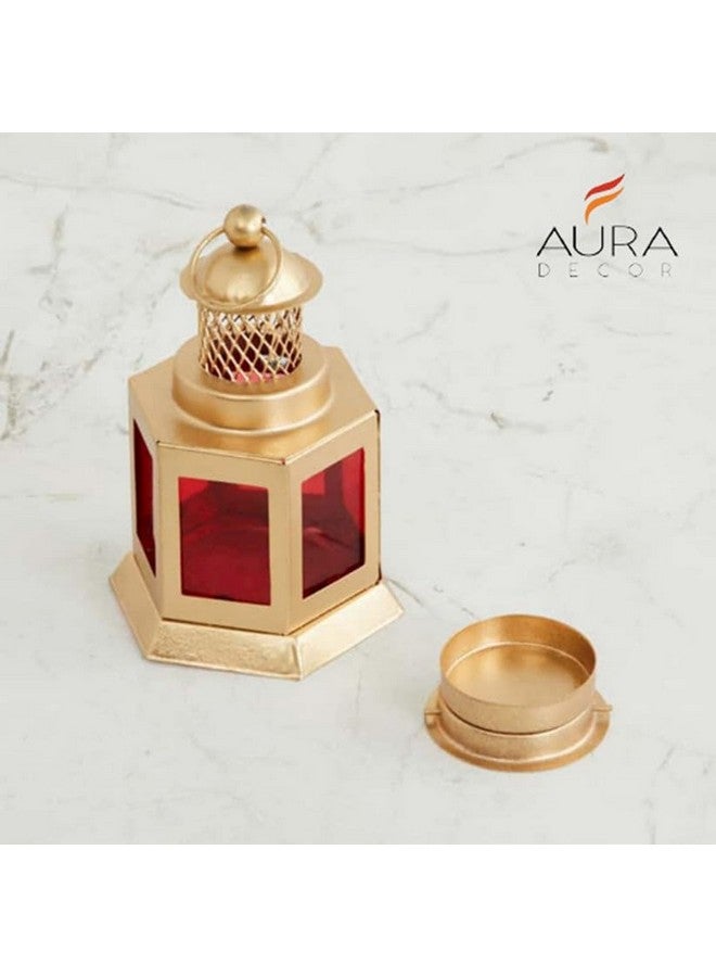 AURA DECOR Auradecor Moroccan Lantern, Tealight Candle Holder with Tealight Candle for Home Decor Home Decor and Gift, Diwali, Festival, Indoor & Outdoor Use (Red, Pack of 2) - Image 5
